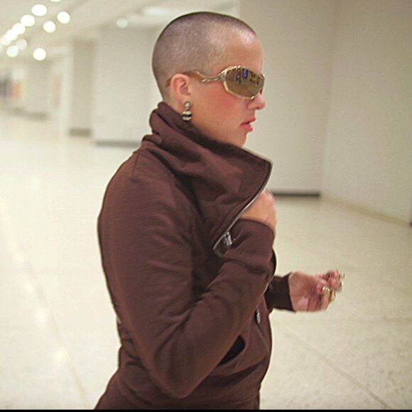 TWISTED HEART AMERICA COCOA BROWN 3 PIECE SWAVORSKI COWL NECK 3 PIECE SWEAT SUIT - Picture 5 of 7